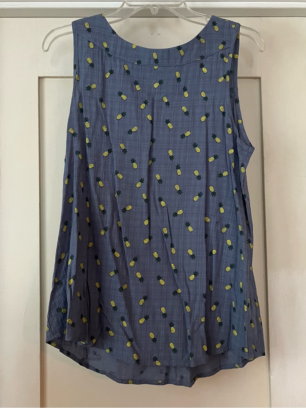 Fun 2 Fun Blue Blouse with Pineapple Print